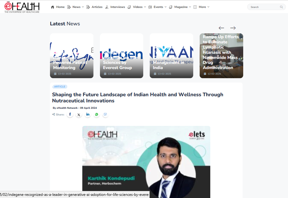 Shaping the Future Landscape of Indian Health and Wellness Through Nutraceutical Innovations | Featured On The Enterprise Of Healthcare
